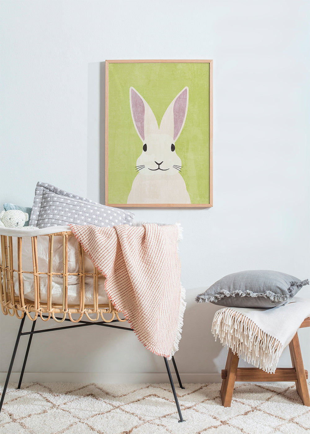 Kaninillustration i mjuka pasteller