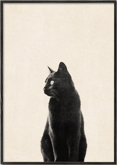 Tavla svart katt i profil