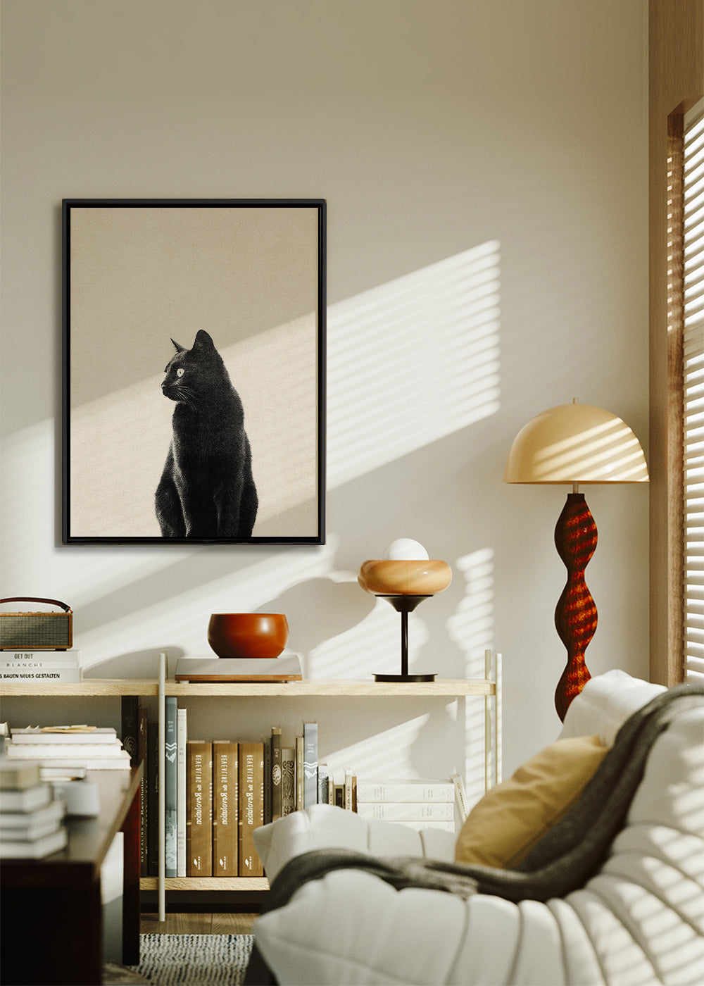 Tavla svart katt i profil