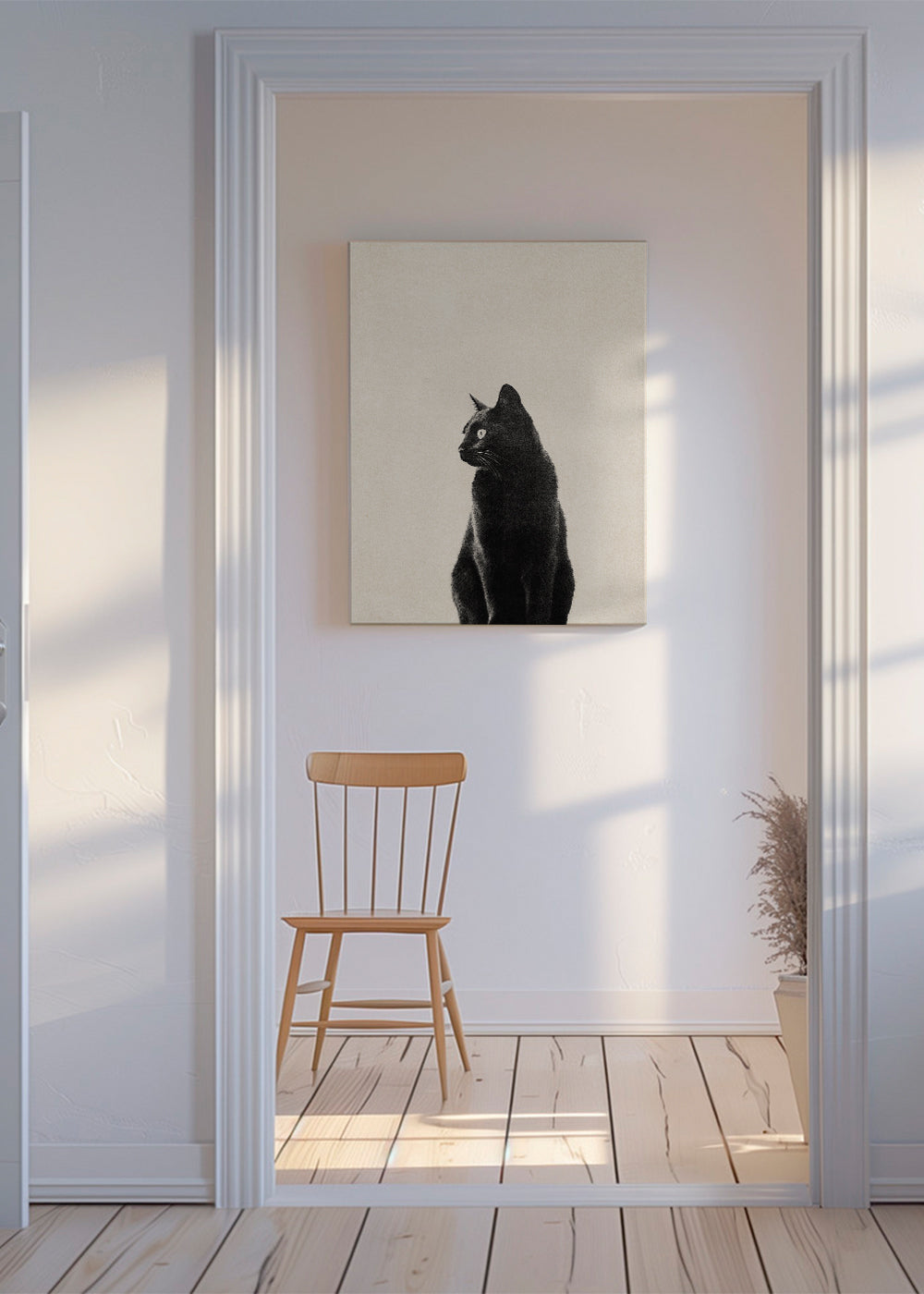 Tavla svart katt i profil