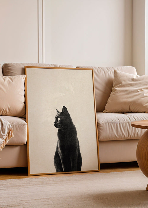 Tavla svart katt i profil
