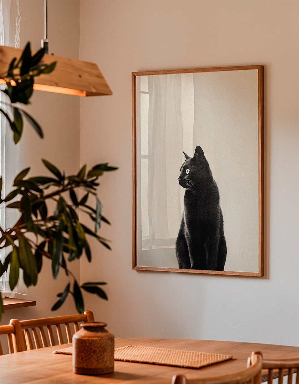 Tavla svart katt i profil