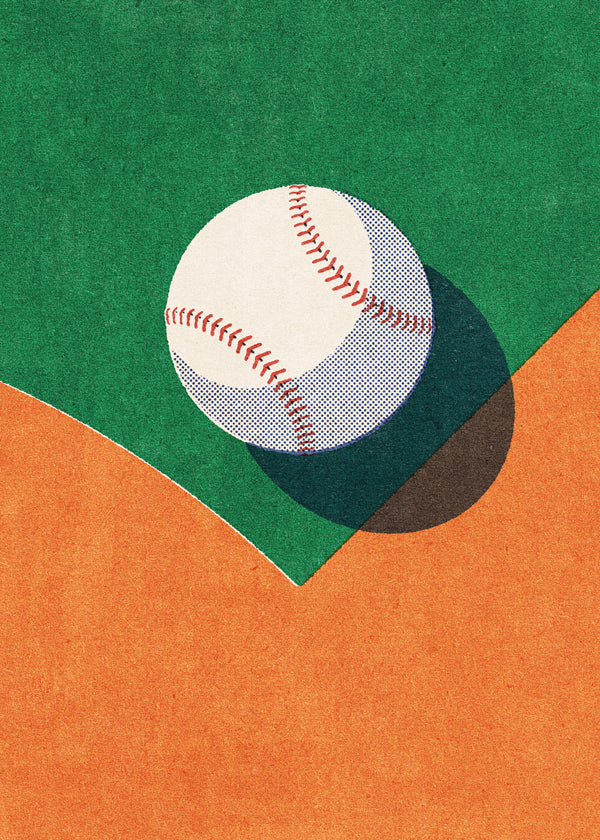 Sportkonst: baseboll på stiliserad plan