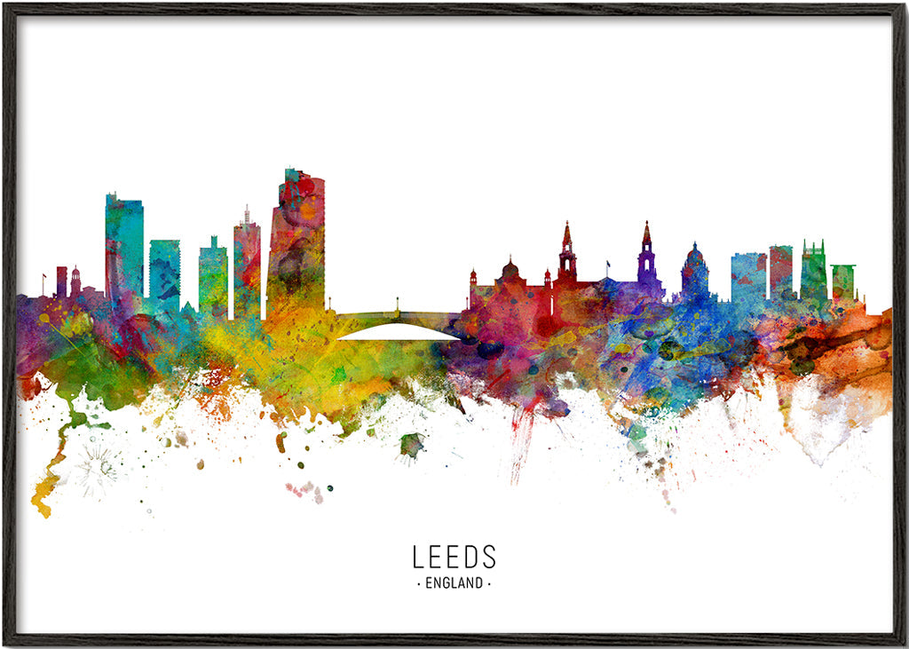 Reseaffisch Leeds skyline akvarell