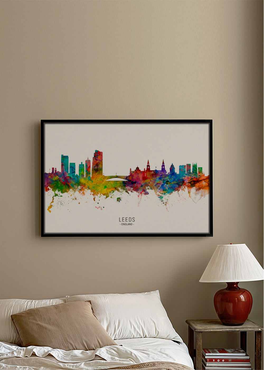 Reseaffisch Leeds skyline akvarell