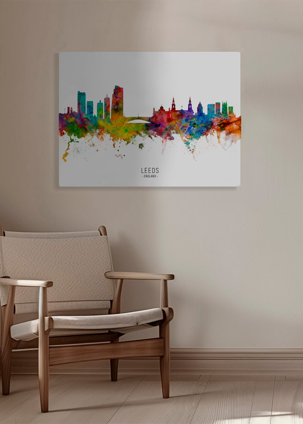 Reseaffisch Leeds skyline akvarell