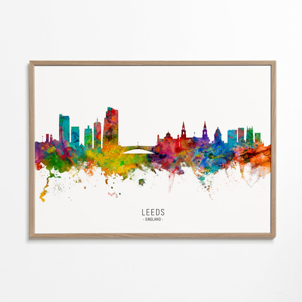 Reseaffisch Leeds skyline akvarell