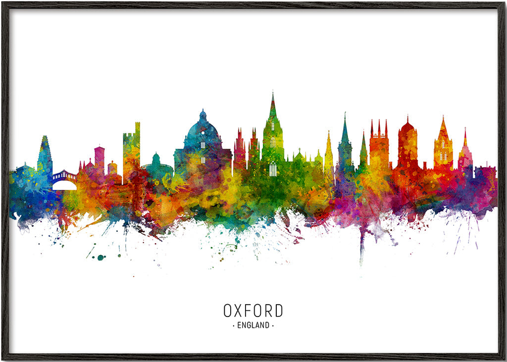 Reseposter Oxford skyline färgstark