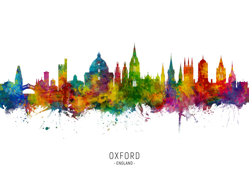 Reseposter Oxford skyline färgstark