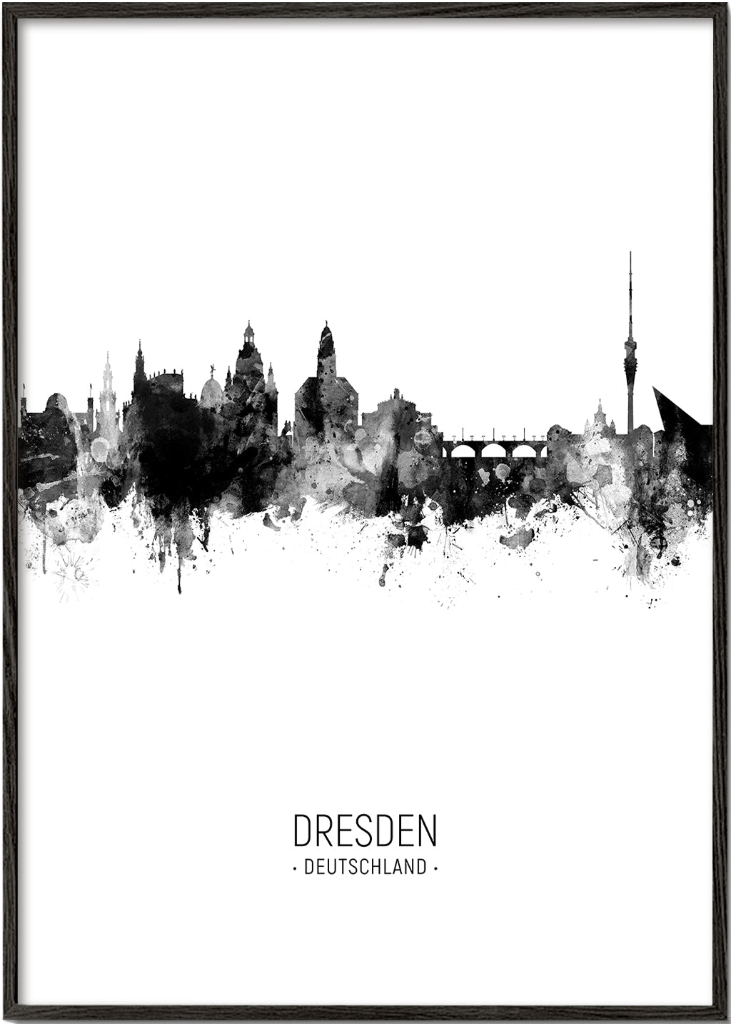 Stadstavla Dresden i bläck
