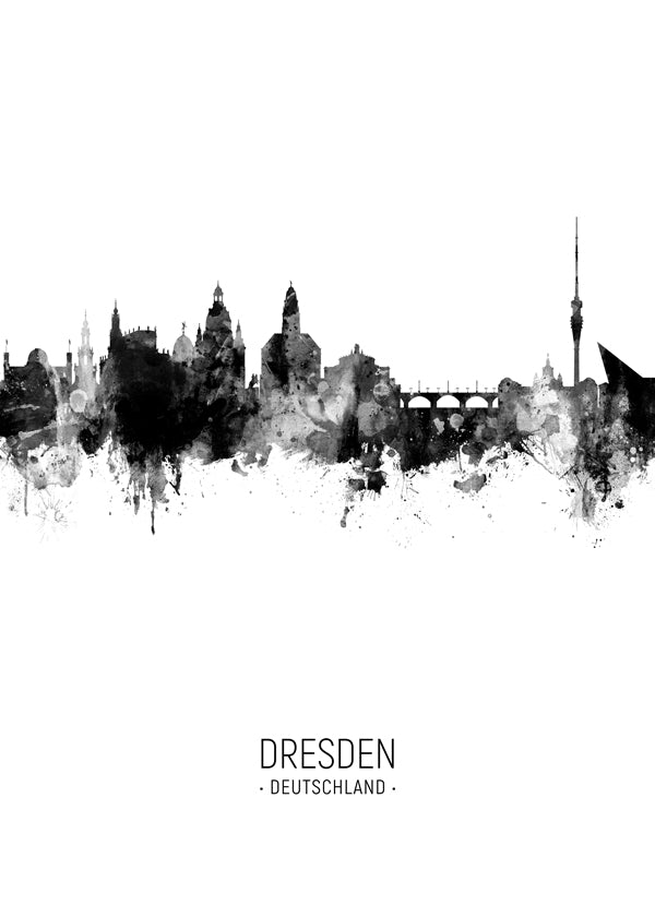 Stadstavla Dresden i bläck