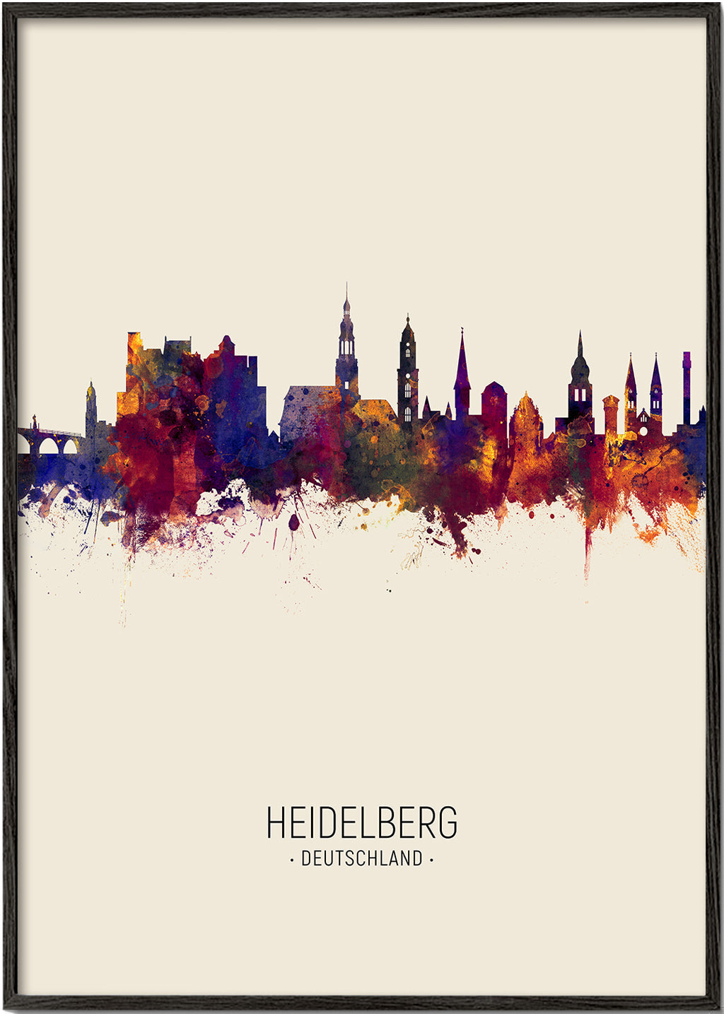 Kökskonst Heidelberg akvarell skyline