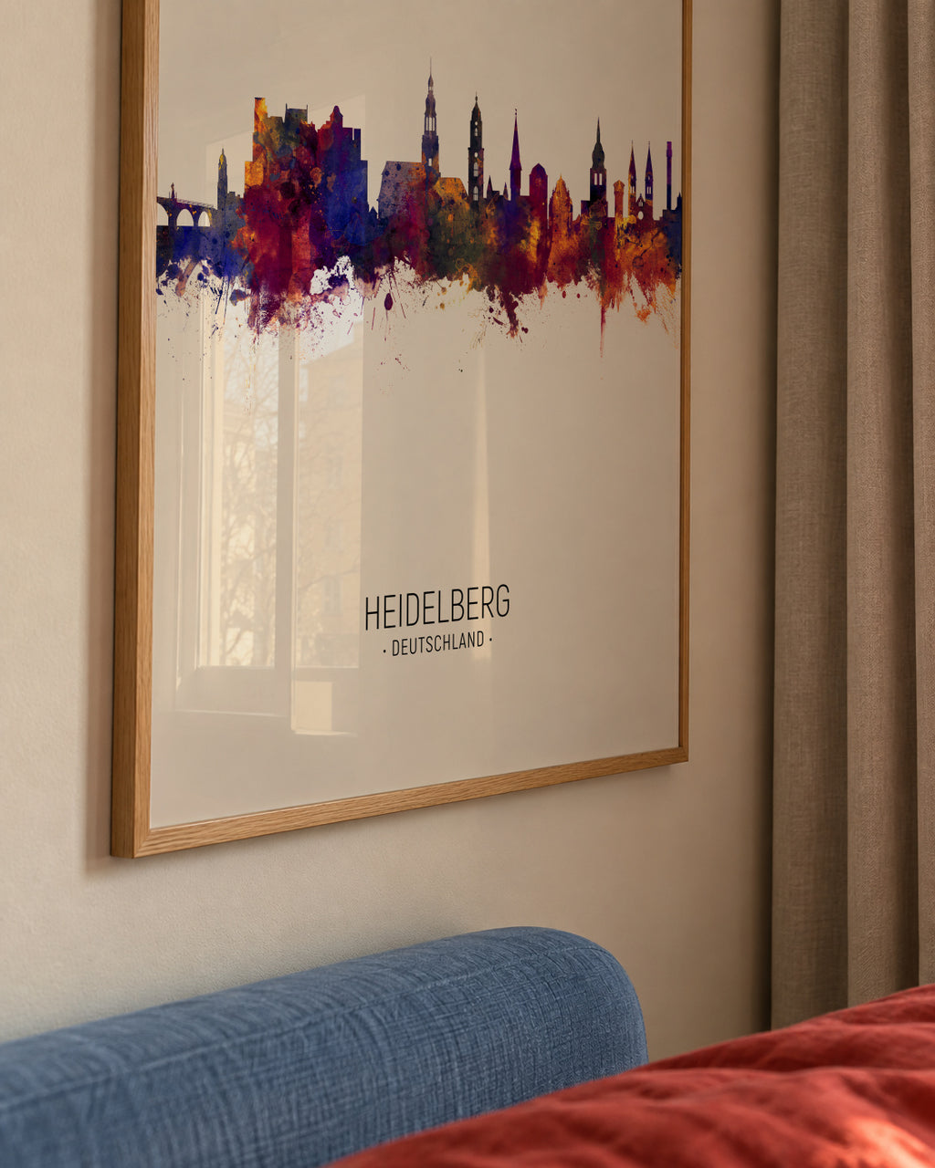 Heidelberg Skyline beige - Framed poster detail