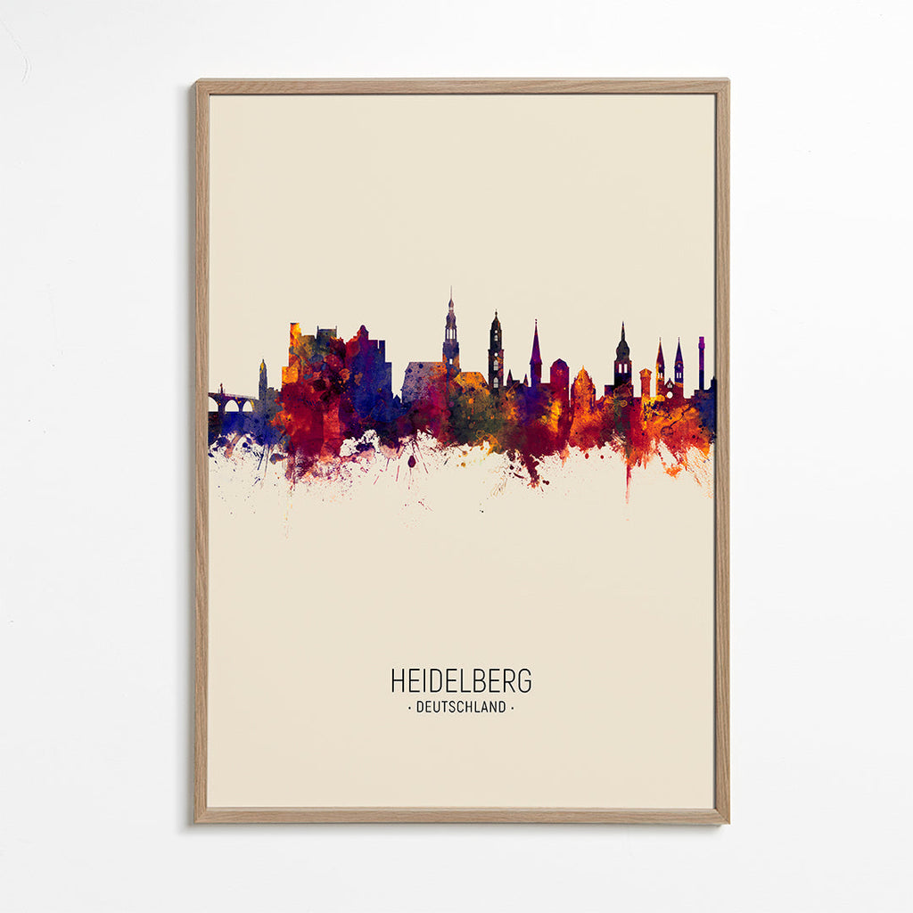 Kökskonst Heidelberg akvarell skyline