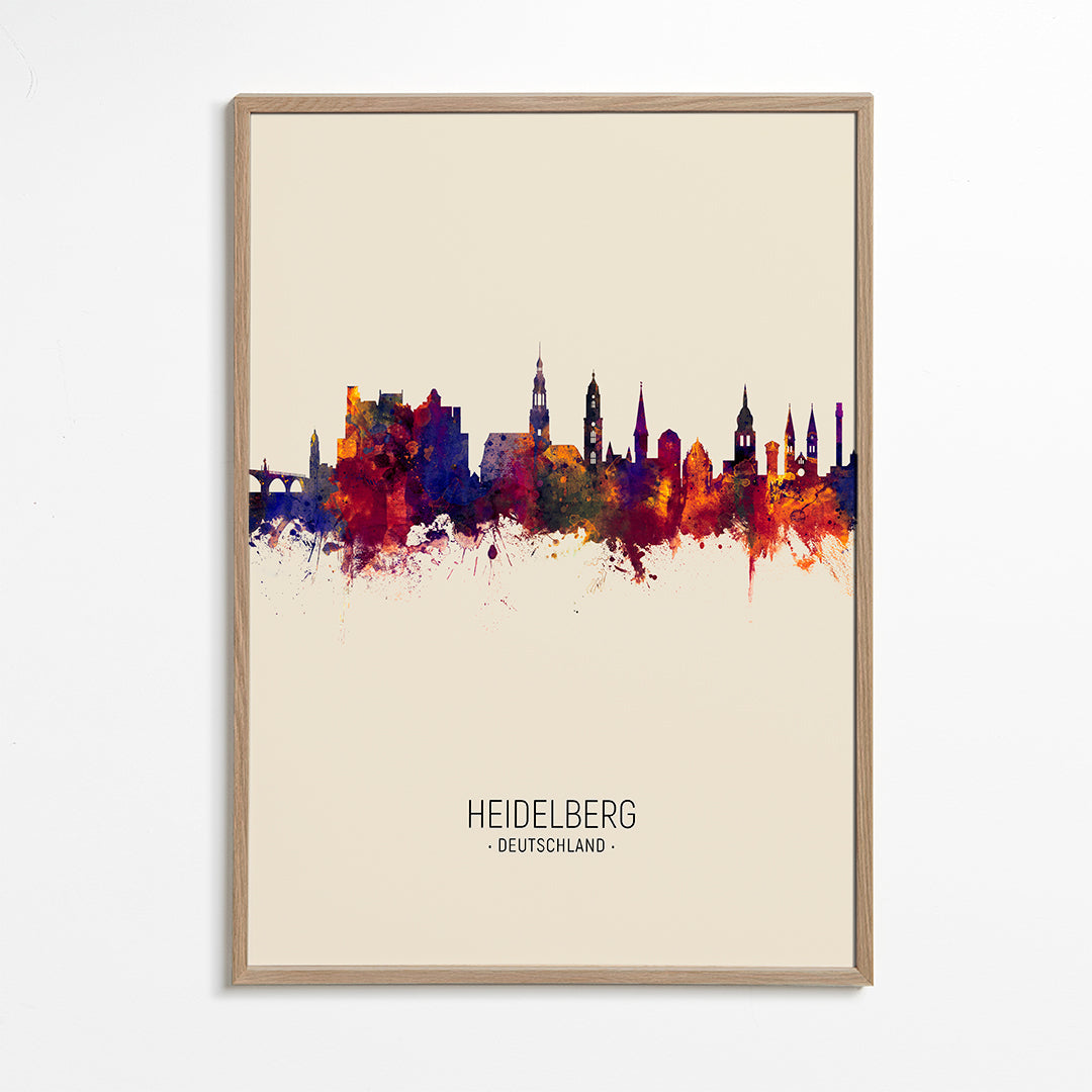 Kökskonst Heidelberg akvarell skyline