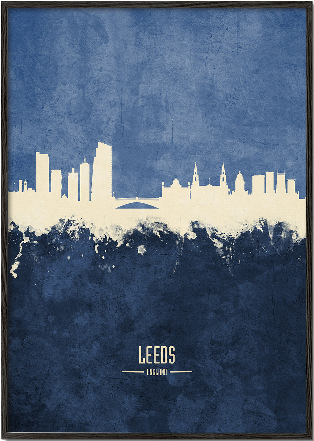 Stadsposter: Leeds skyline i blå