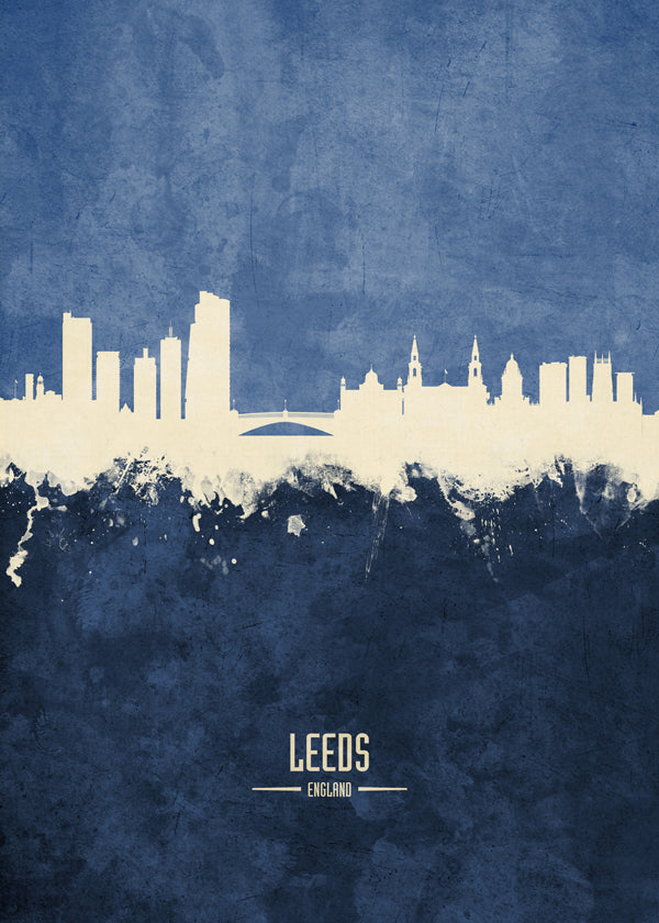 Stadsposter: Leeds skyline i blå