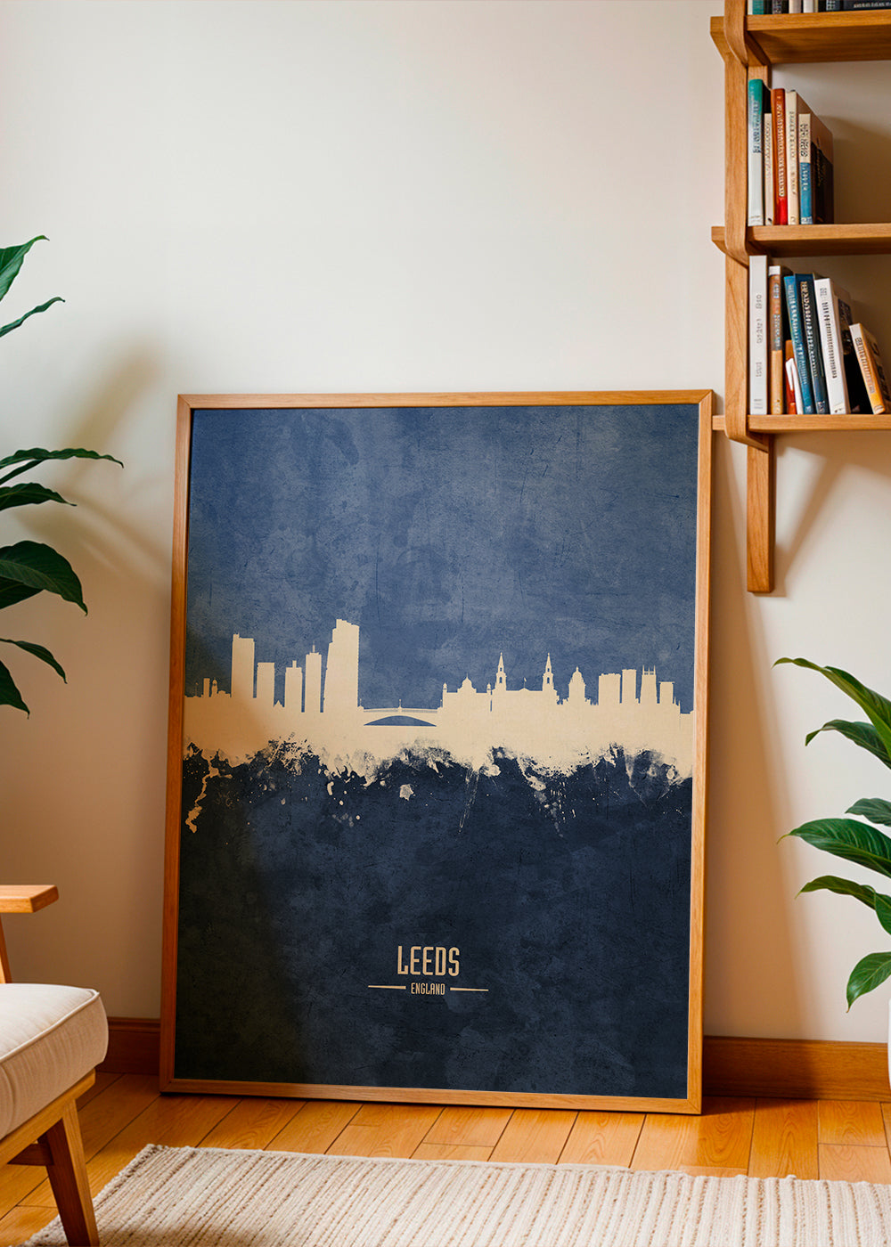 Stadsposter: Leeds skyline i blå