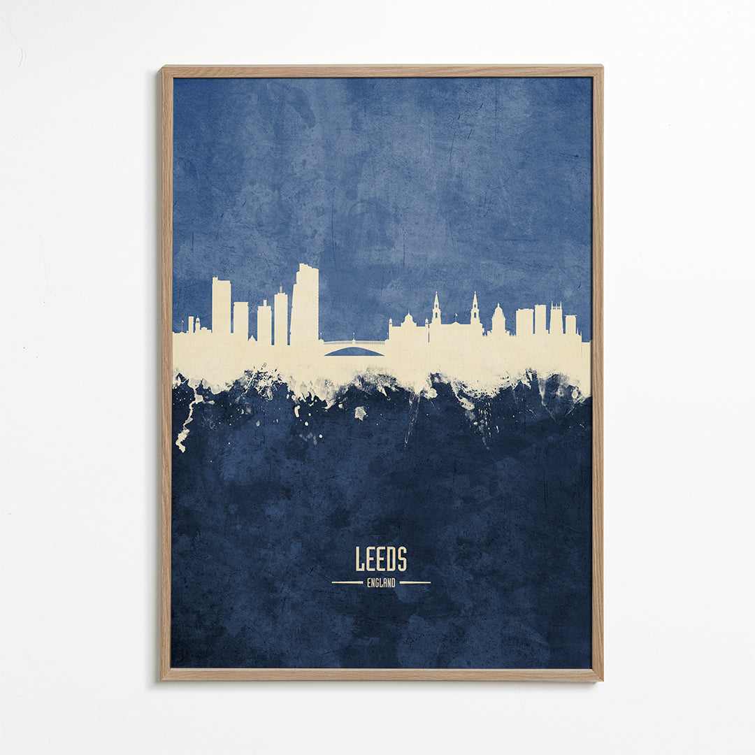 Stadsposter: Leeds skyline i blå