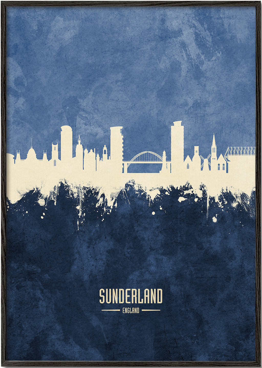 Kökskonst Sunderland skyline i blått