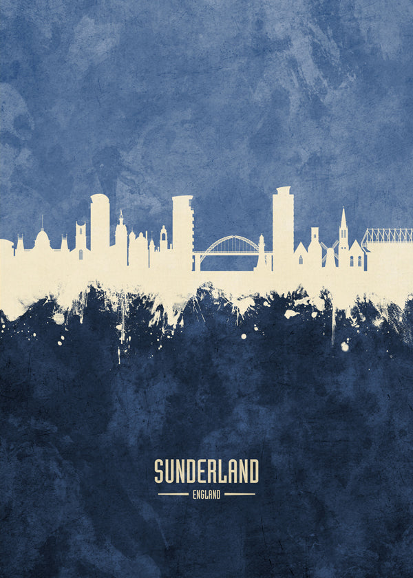 Kökskonst Sunderland skyline i blått