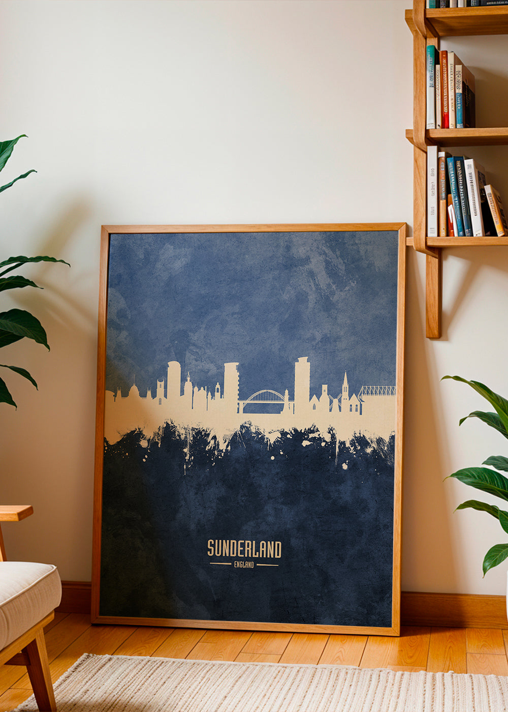Kökskonst Sunderland skyline i blått