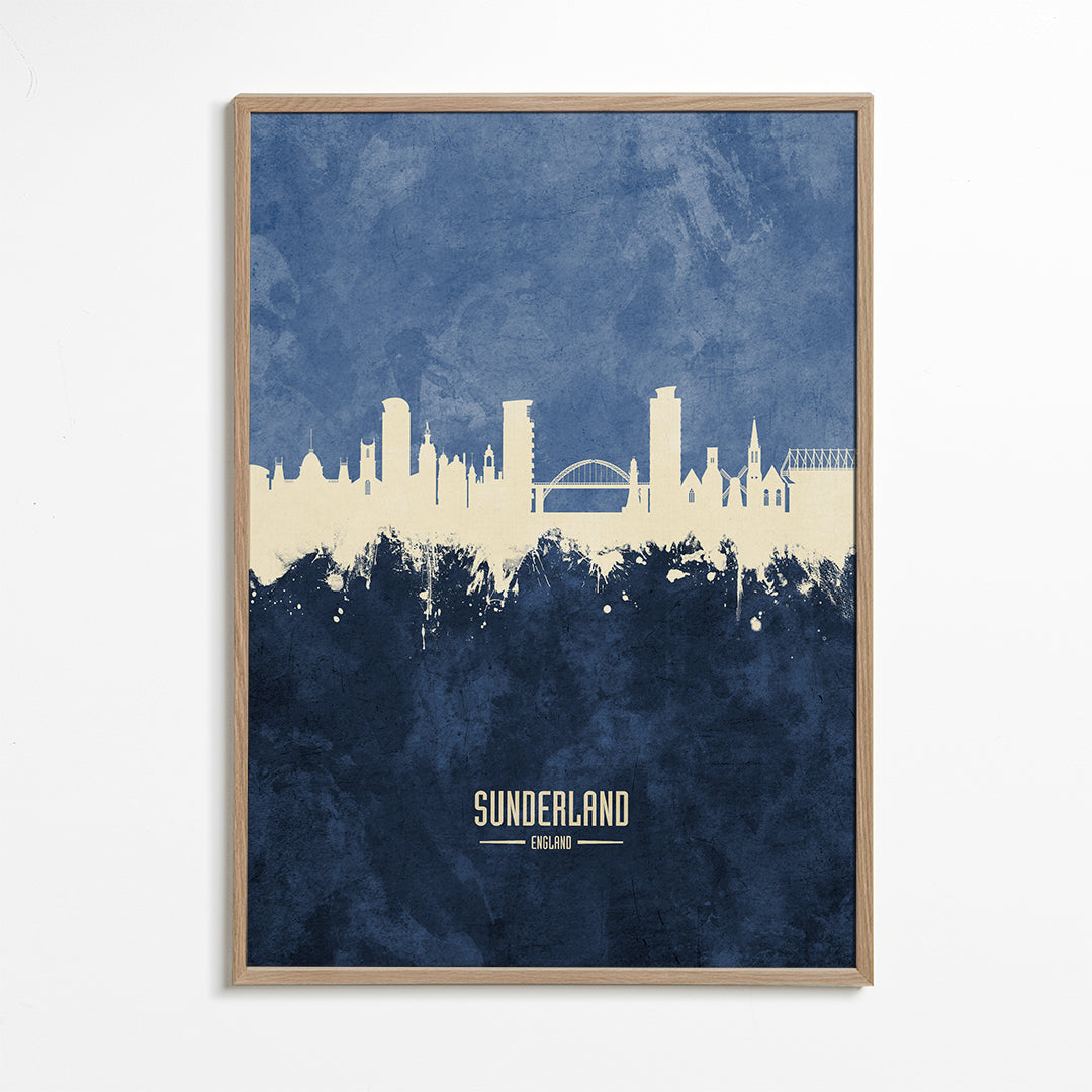 Kökskonst Sunderland skyline i blått