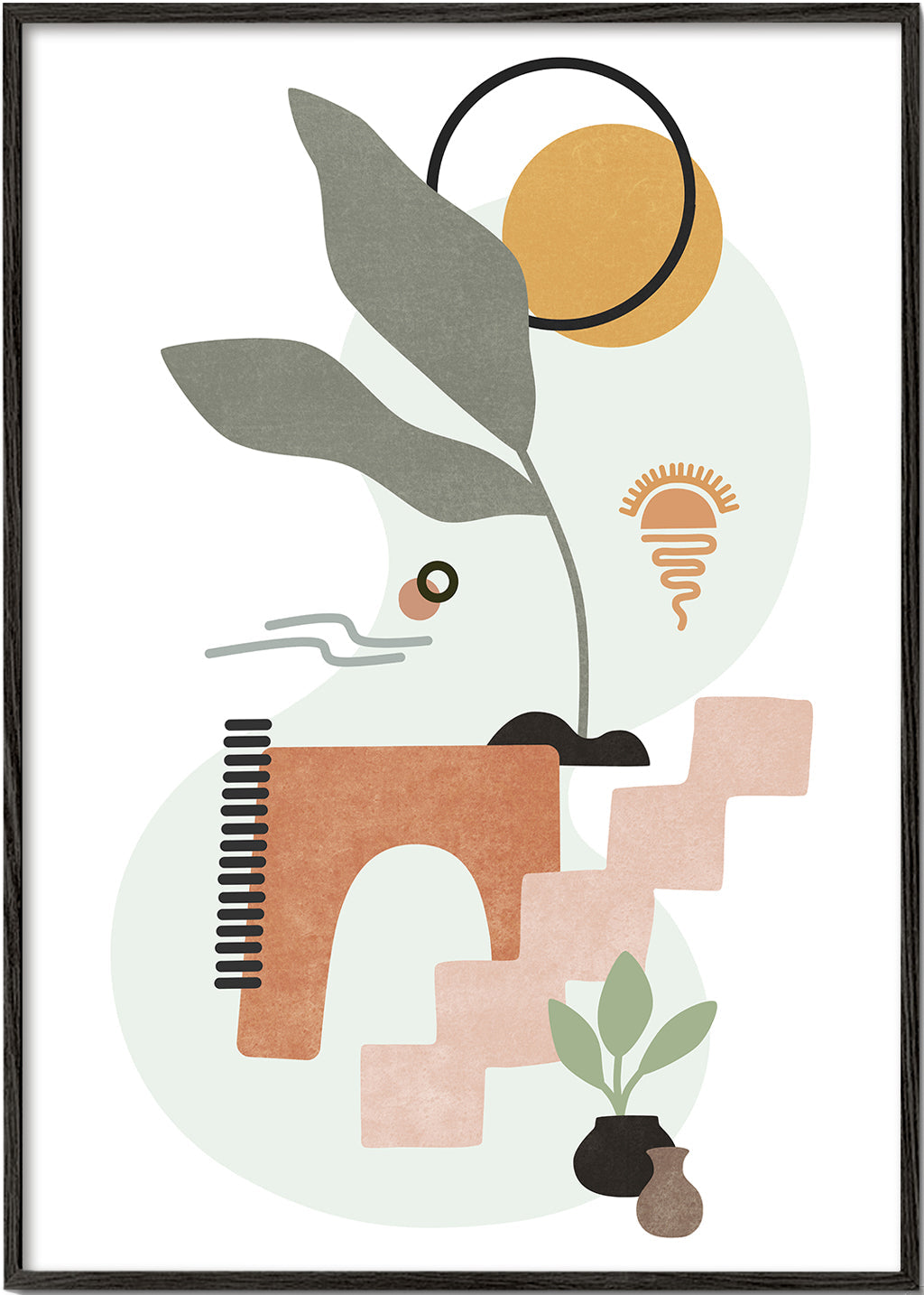 Botanisk poster med abstrakta blad