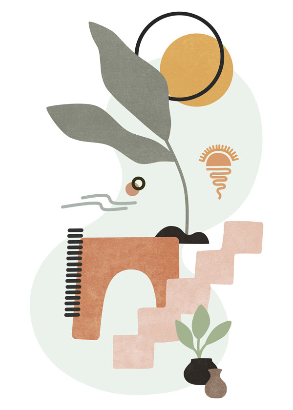 Botanisk poster med abstrakta blad