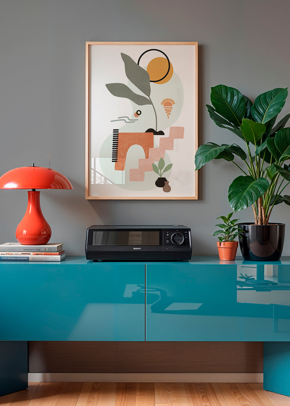 Botanisk poster med abstrakta blad