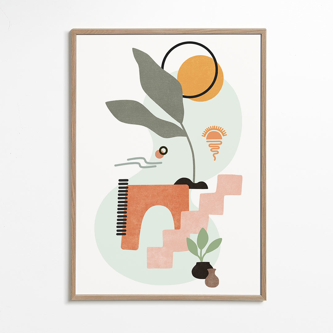 Botanisk poster med abstrakta blad