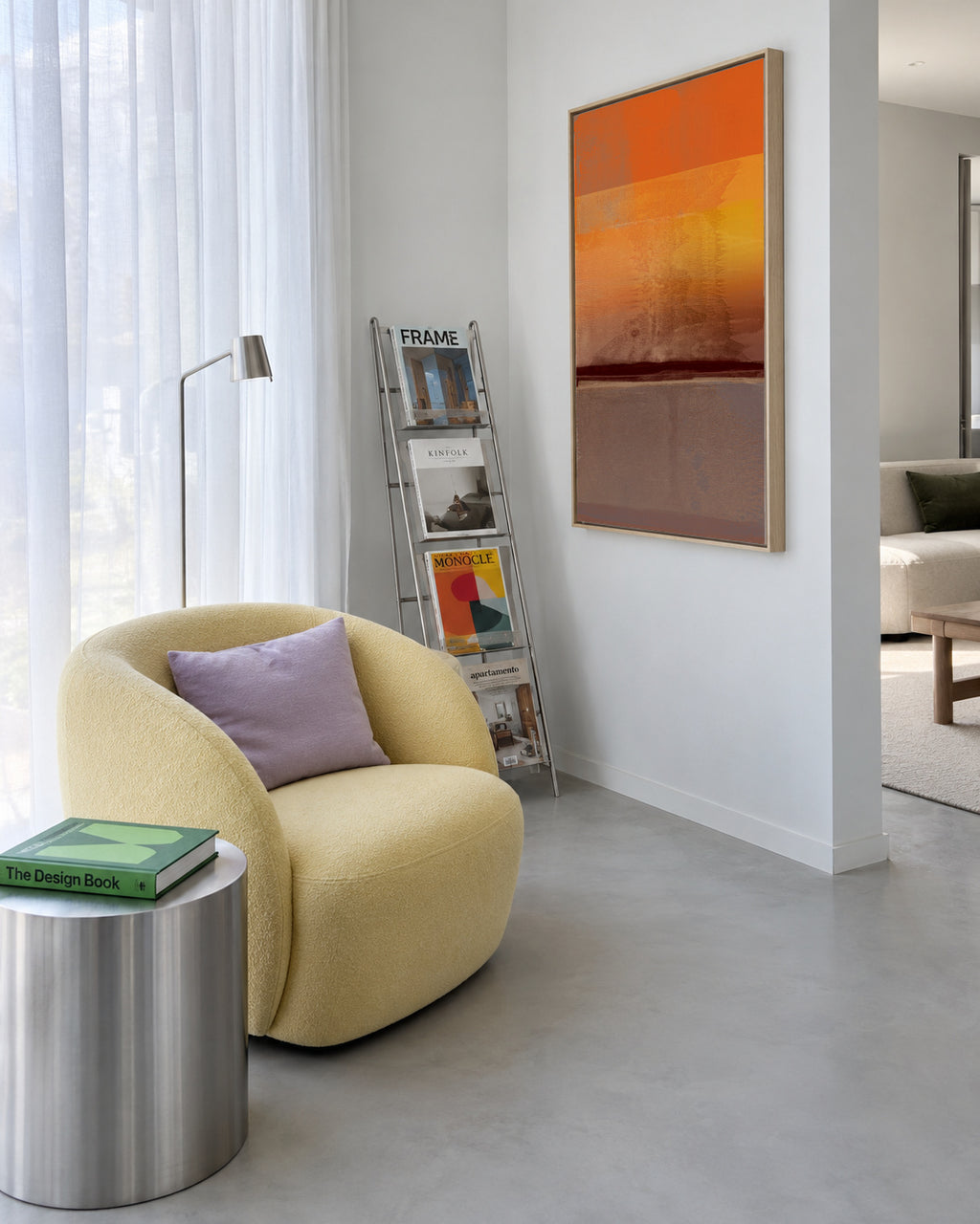Organic Stack In Orange Brown 2 - Framed canvas in an interior