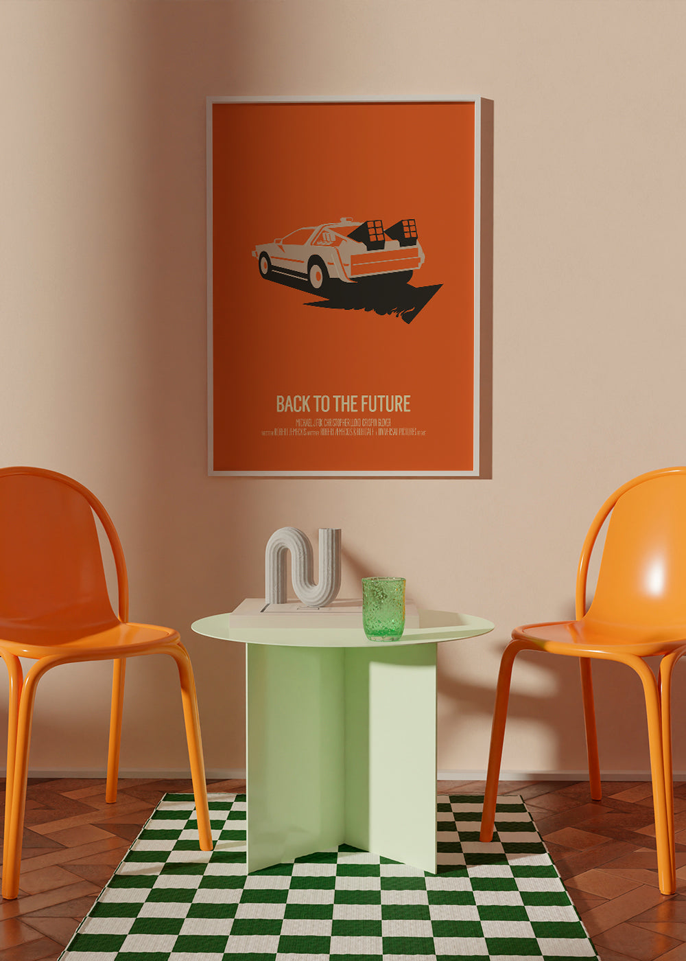 Vintage poster DeLorean orange