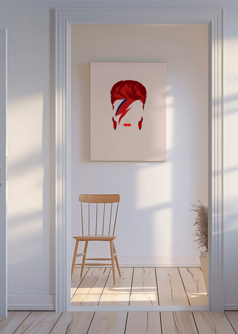 Pop-porträttillustration med blixtmotiv