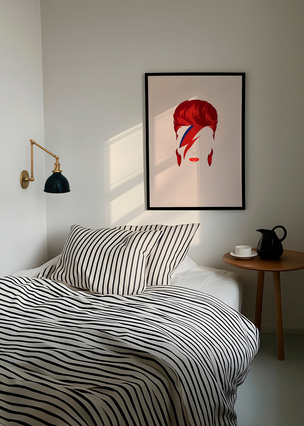 Pop-porträttillustration med blixtmotiv