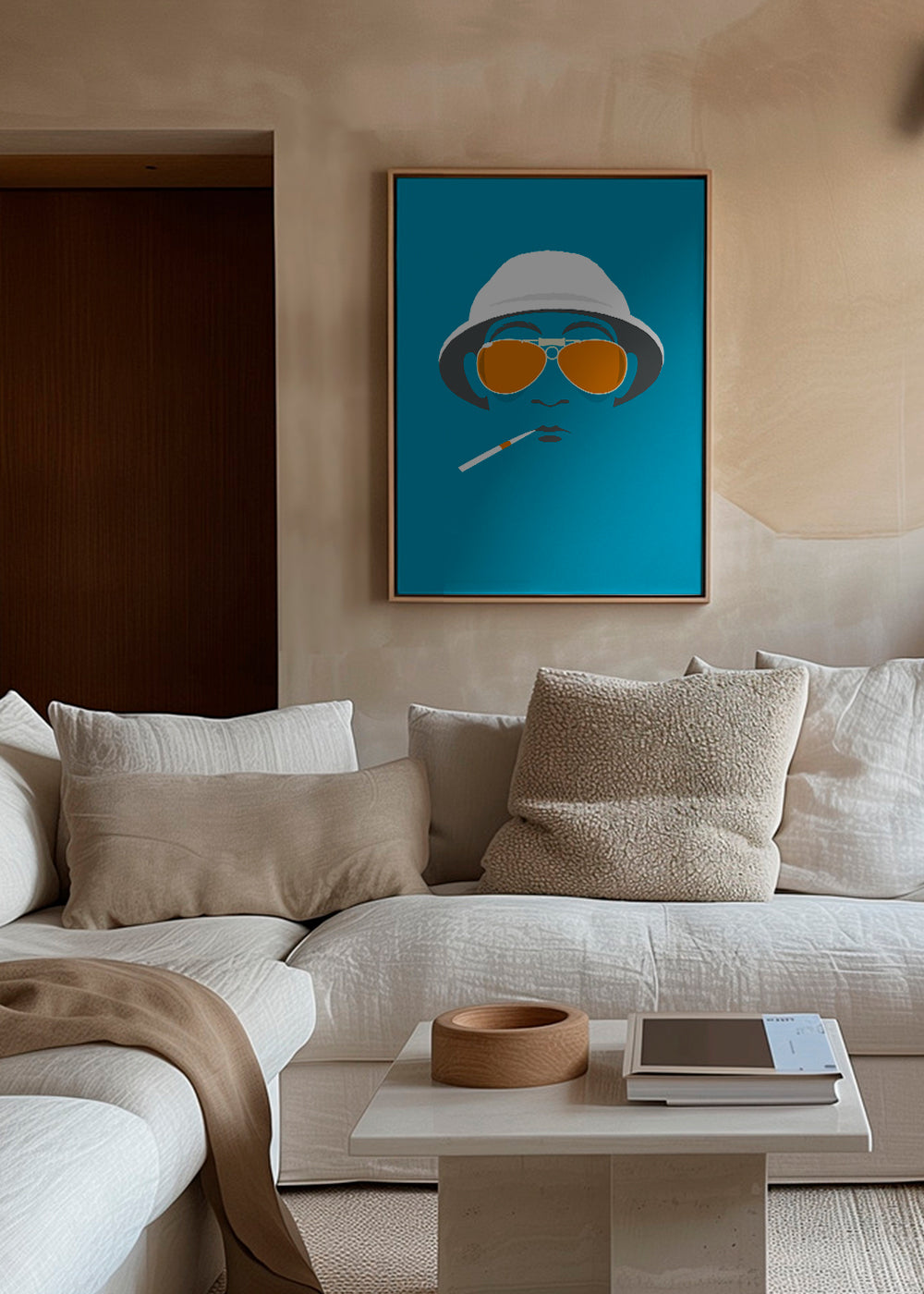 Pop-porträttsillustration med orange glasögon