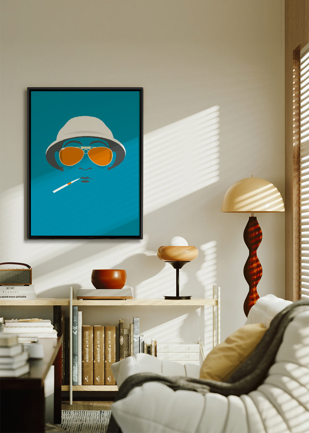 Pop-porträttsillustration med orange glasögon