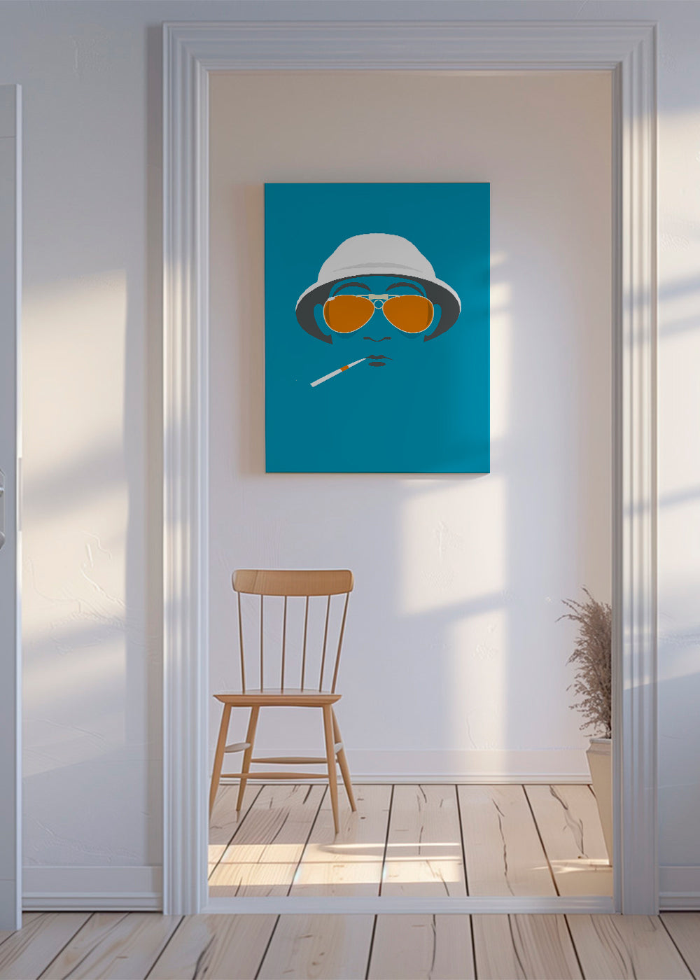 Pop-porträttsillustration med orange glasögon