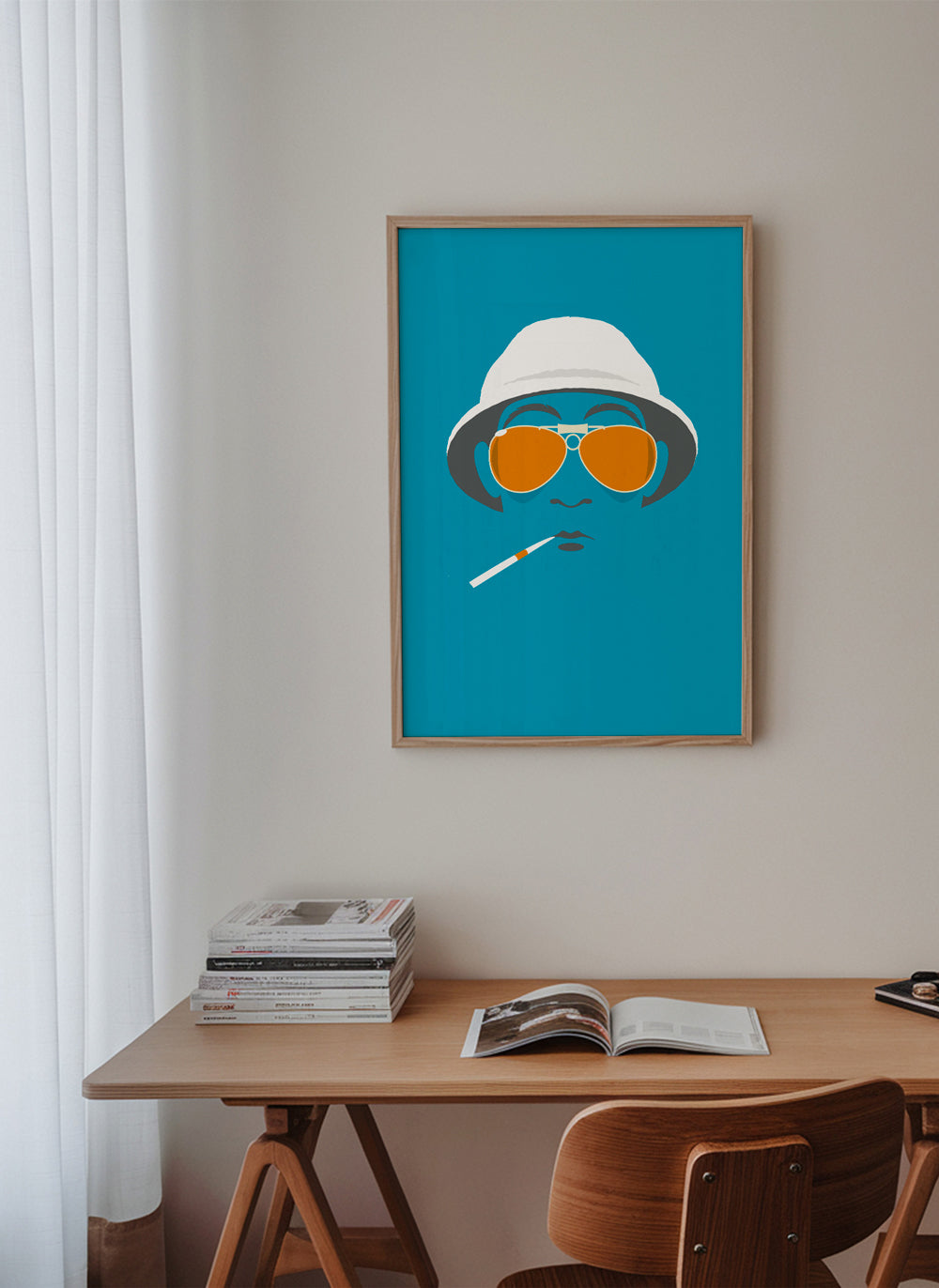 Pop-porträttsillustration med orange glasögon