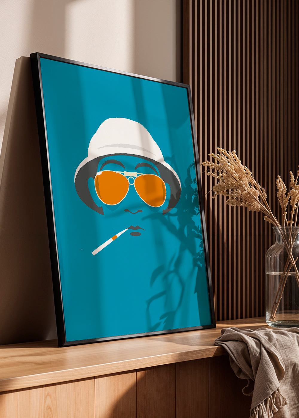 Pop-porträttsillustration med orange glasögon