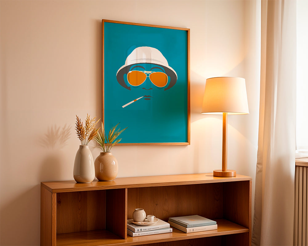 Pop-porträttsillustration med orange glasögon
