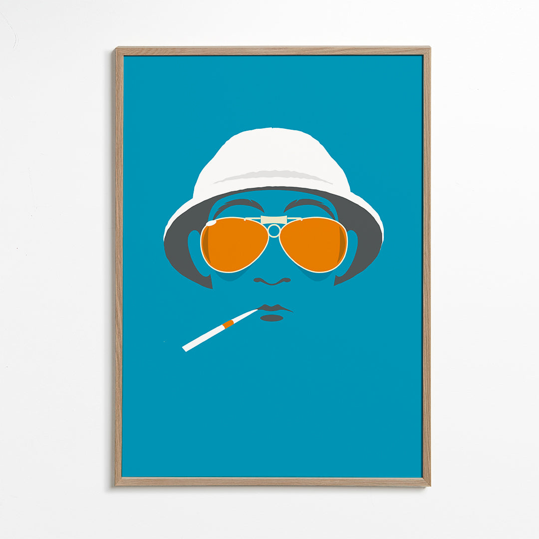 Pop-porträttsillustration med orange glasögon