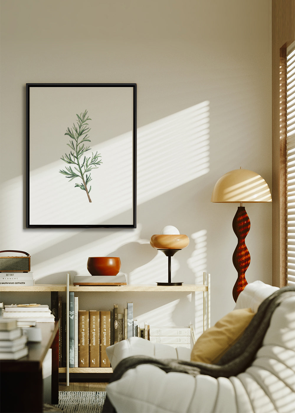 Botanisk poster: rosmarinkvist akvarell