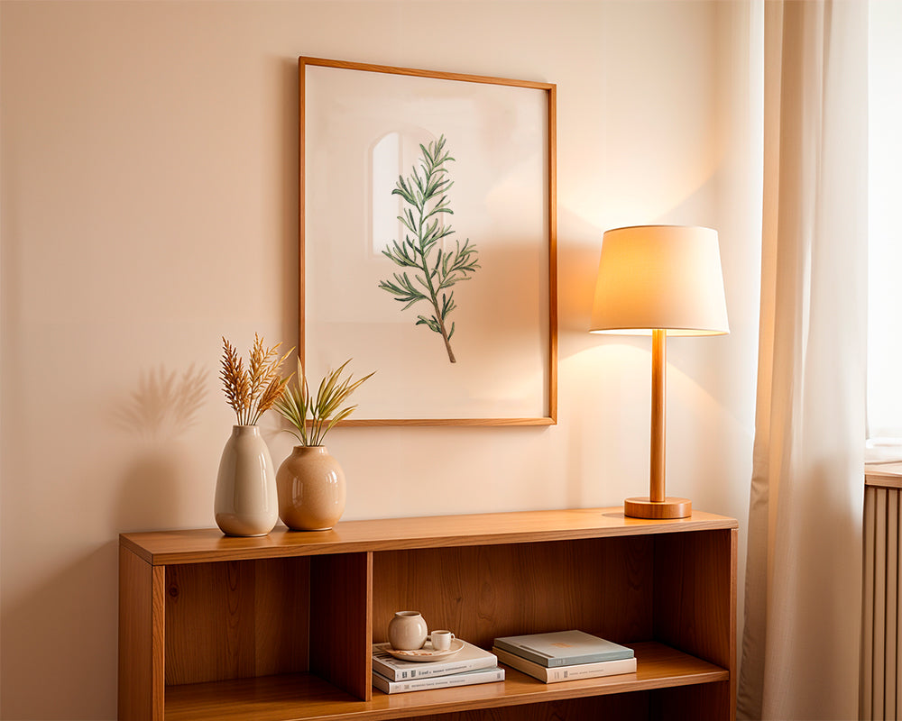 Botanisk poster: rosmarinkvist akvarell