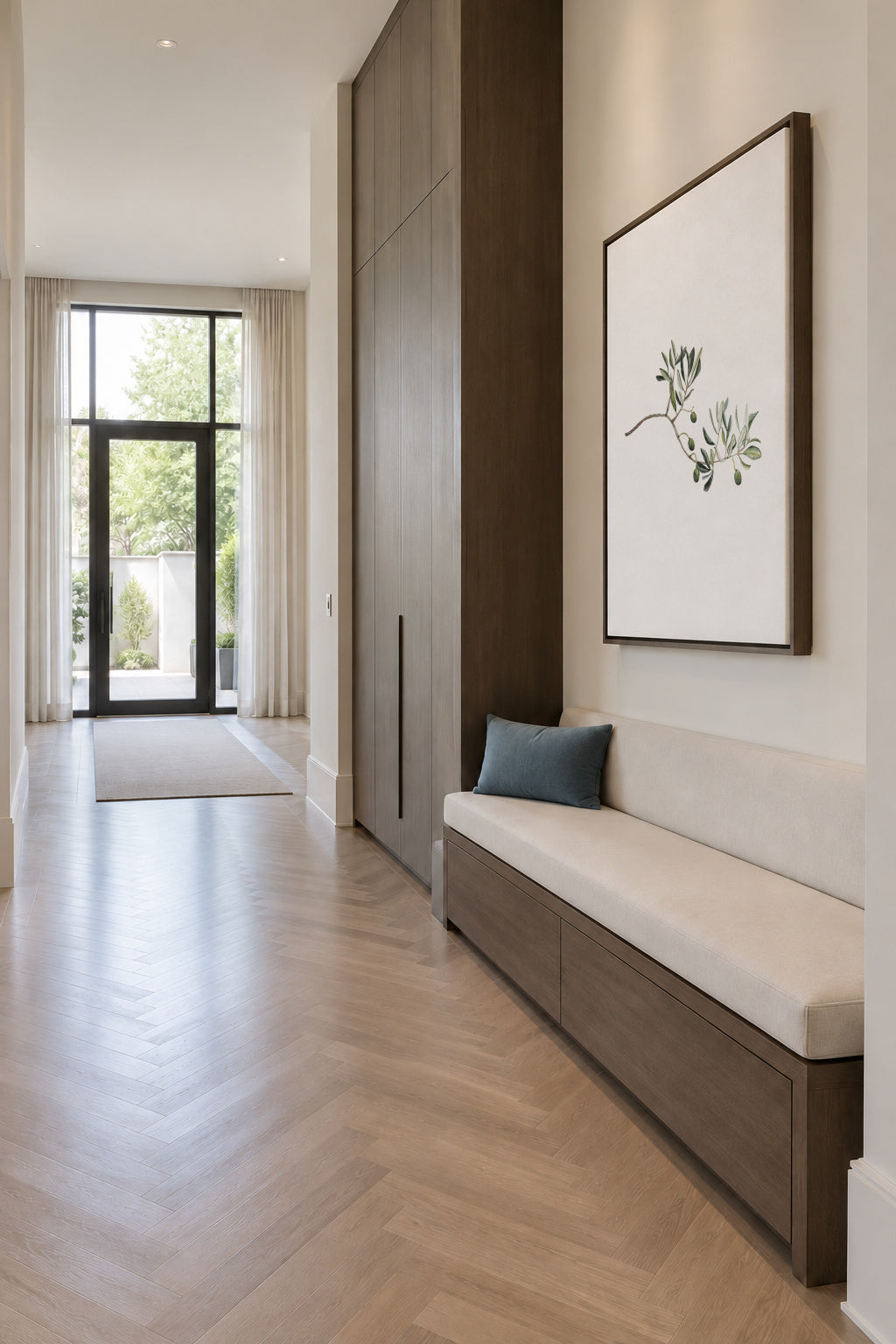 Green Olive Branch - Framed canvas in an interior