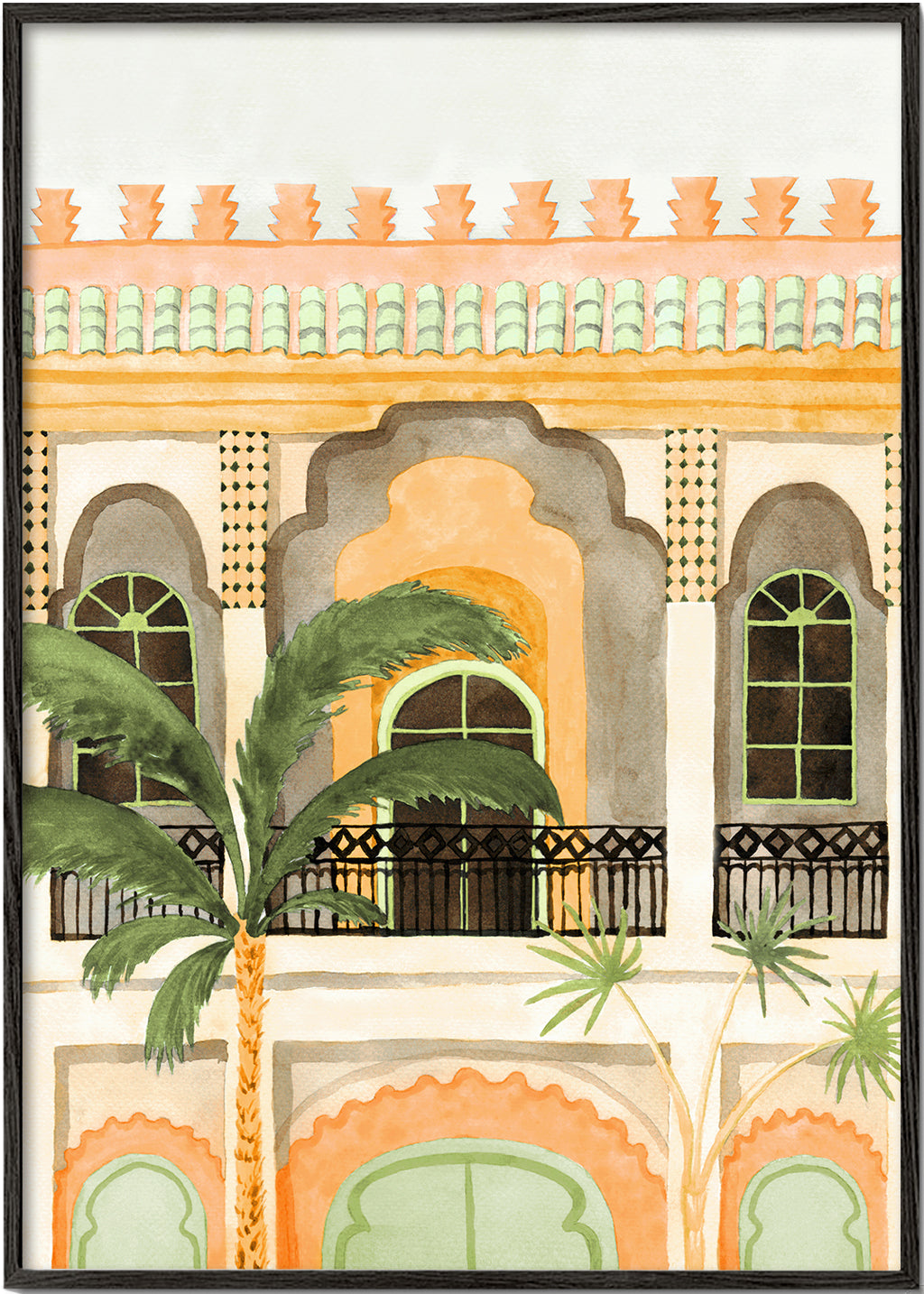 Kökskonst: riad-fasad i akvarell