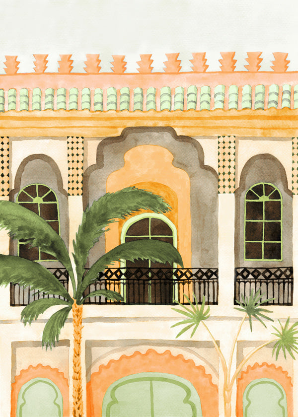 Kökskonst: riad-fasad i akvarell