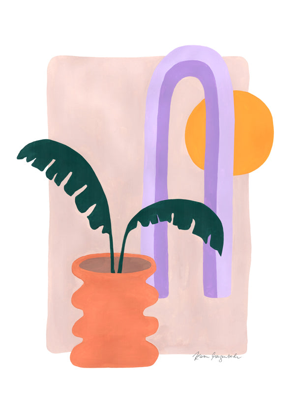 Botanisk poster med växt i terrakottakruka