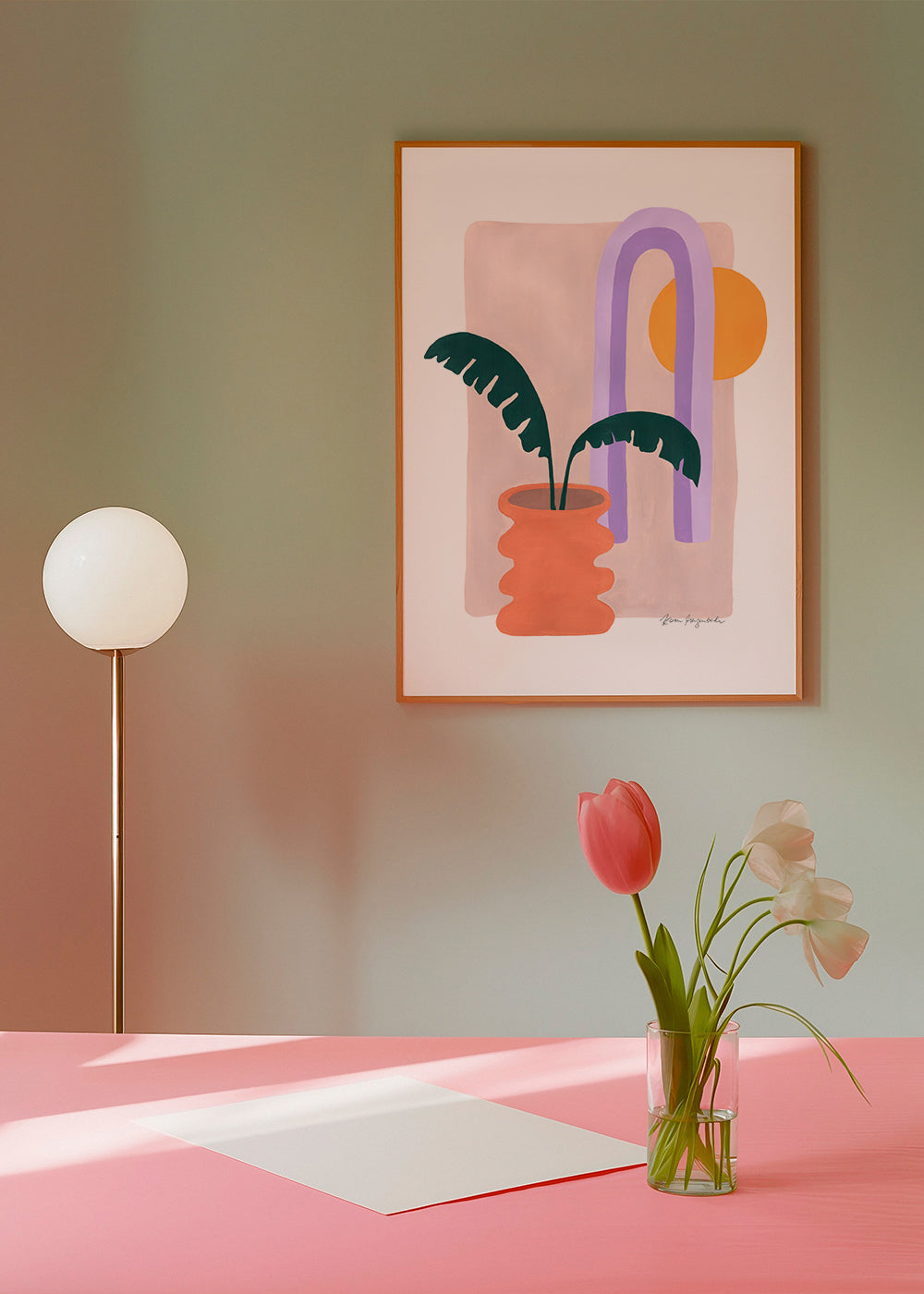 Botanisk poster med växt i terrakottakruka