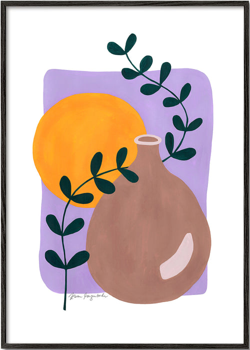 Botanisk poster med vas och kvist